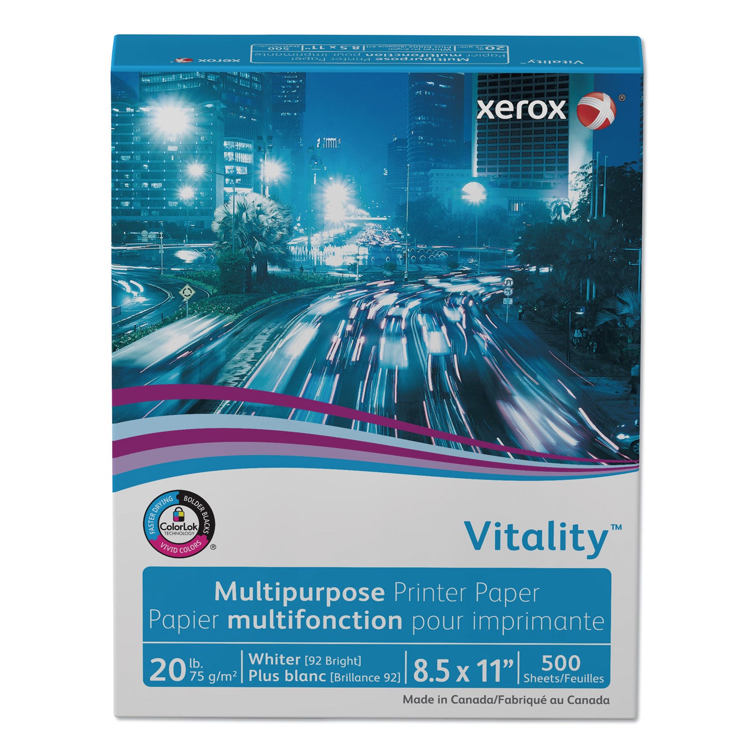 Vitality Multipurpose Print Paper, 92 Bright, 20 lb Bond Weight, 8.5 x 11, White, 500/Ream