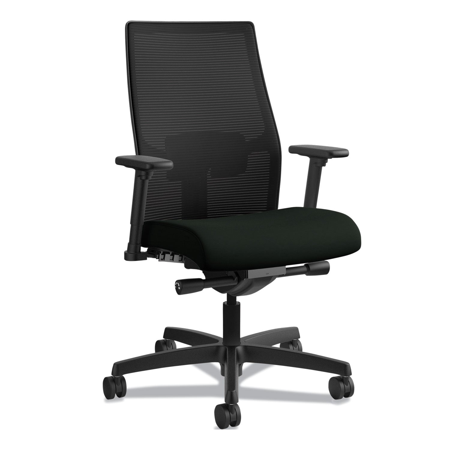 Ignition 2.0 4-Way Stretch Mid-Back Mesh Task Chair, Adjustable Lumbar Support, Black Seat/Back, Black Base