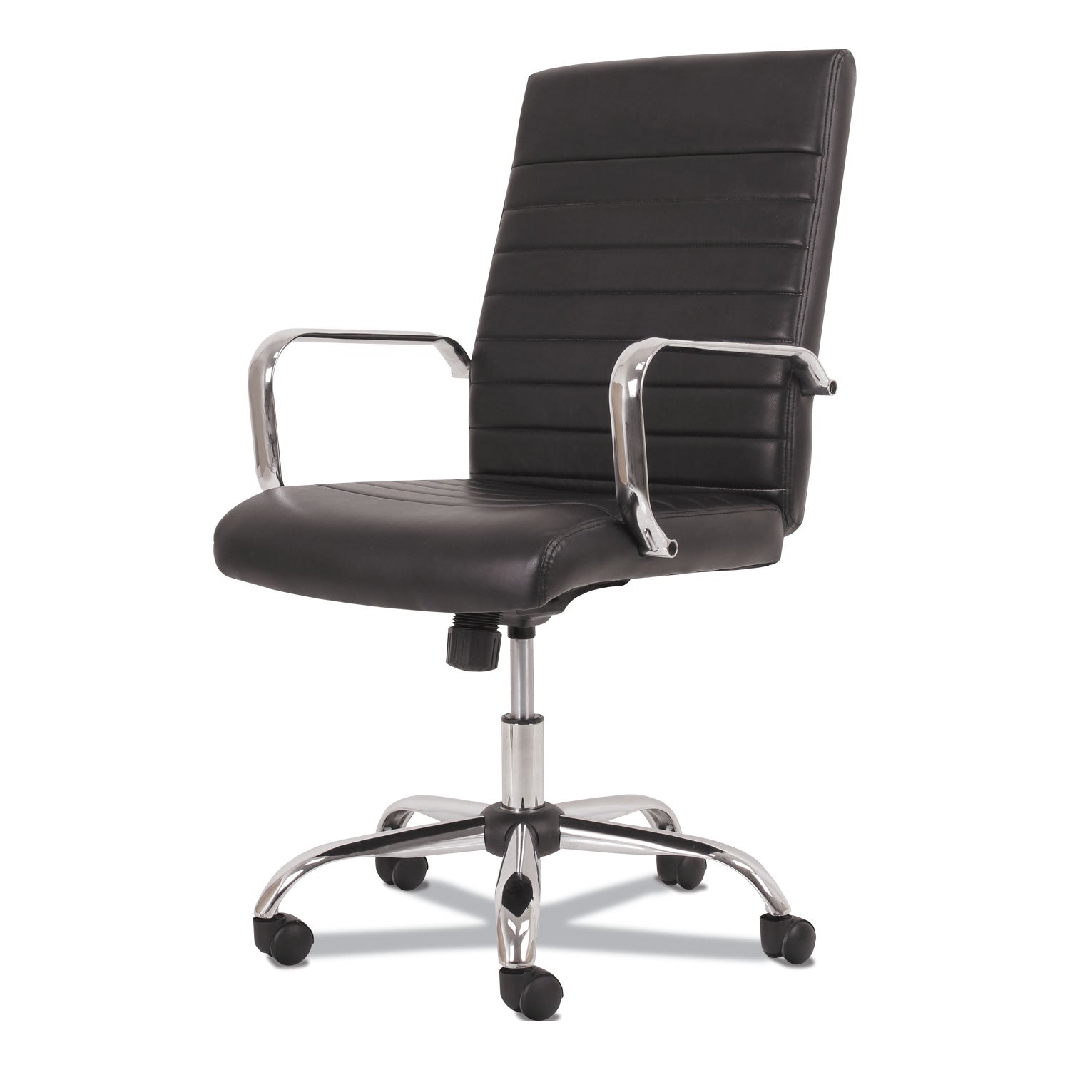 Sadie™ 5-Eleven Mid-Back Executive Chair, Supports Up to 250 lb, 17.1" to 20" Seat Height, Black Seat/Back, Chrome Base