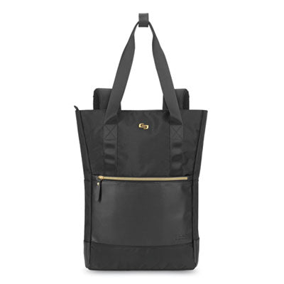 Parker Hybrid Tote/Backpack, Fits Devices Up to 15.6", Polyester, 3.75 x 16.5 x 16.5, Black/Gold Flipcost Flipcost