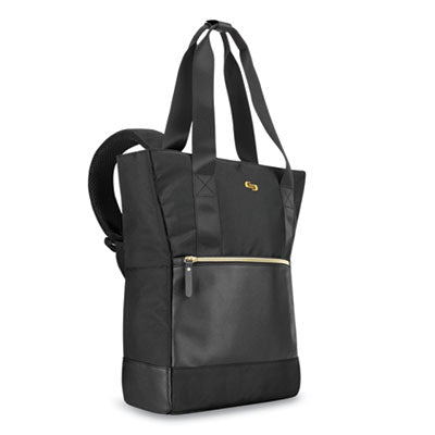 Parker Hybrid Tote/Backpack, Fits Devices Up to 15.6", Polyester, 3.75 x 16.5 x 16.5, Black/Gold Flipcost Flipcost