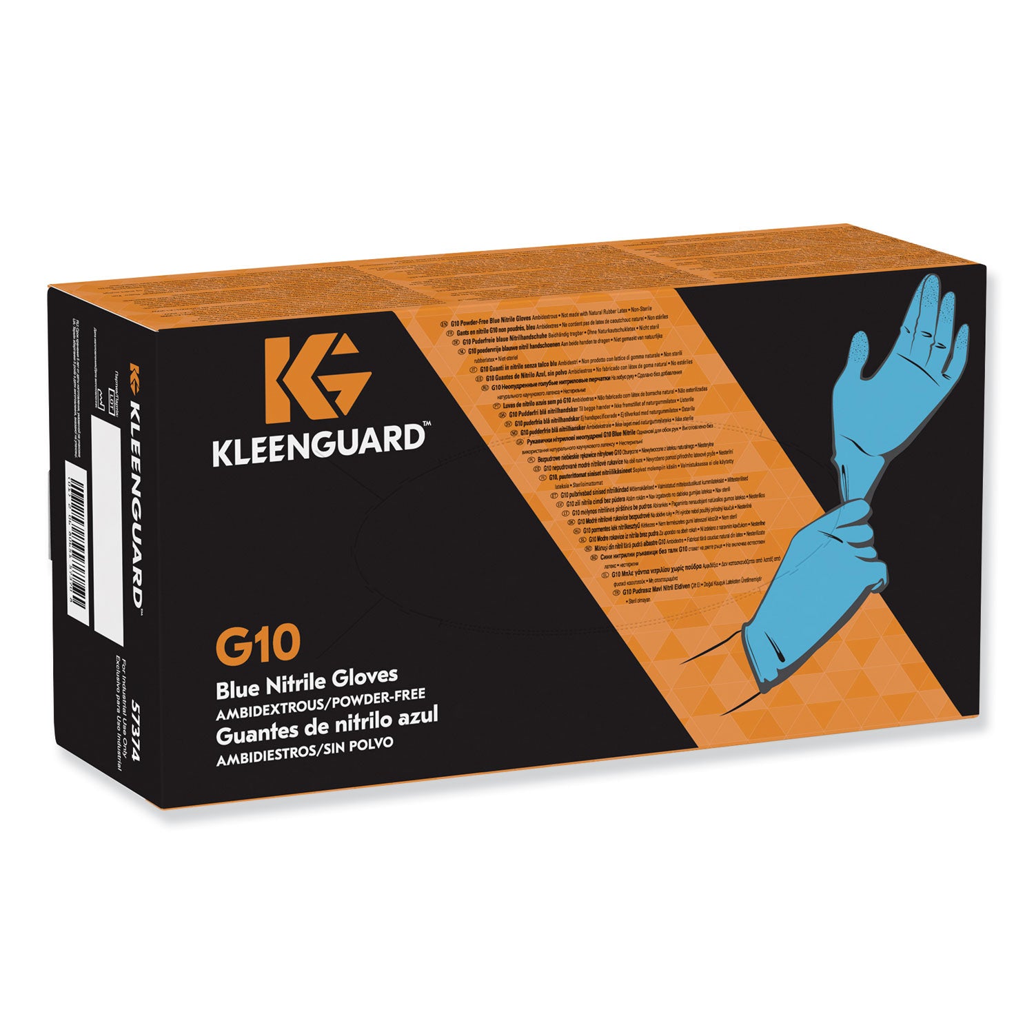 KleenGuard™ G10 Nitrile Gloves, Powder-Free, Blue, 242 mm Length, Large, 100/Box, 10 Boxes/Carton