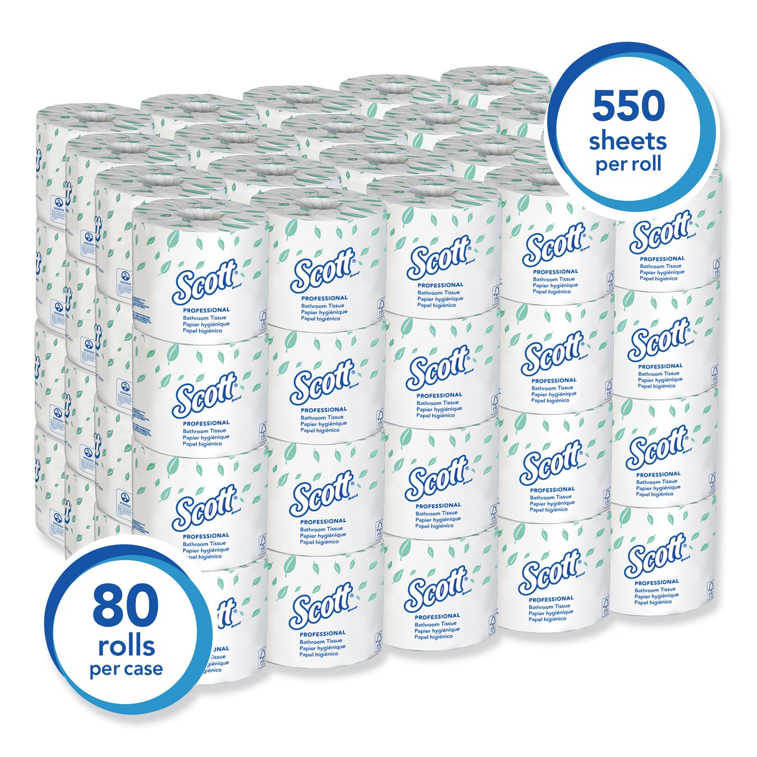 Scott® Essential Standard Roll Bathroom Tissue for Business, Septic Safe, 2-Ply, White, 550 Sheets/Roll