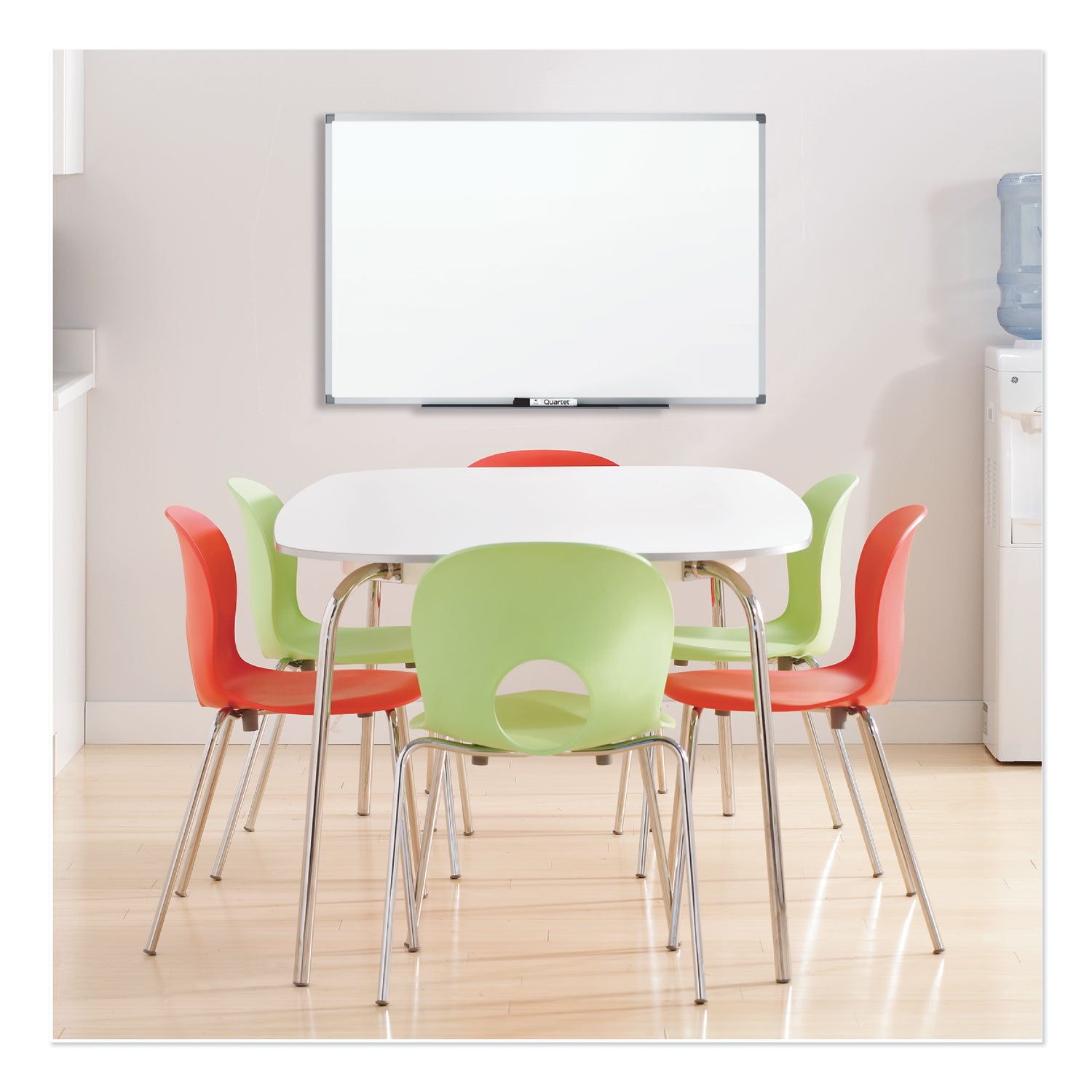 Mead® Dry Erase Board with Aluminum Frame, 72 x 48, Melamine White Surface, Silver Aluminum Frame