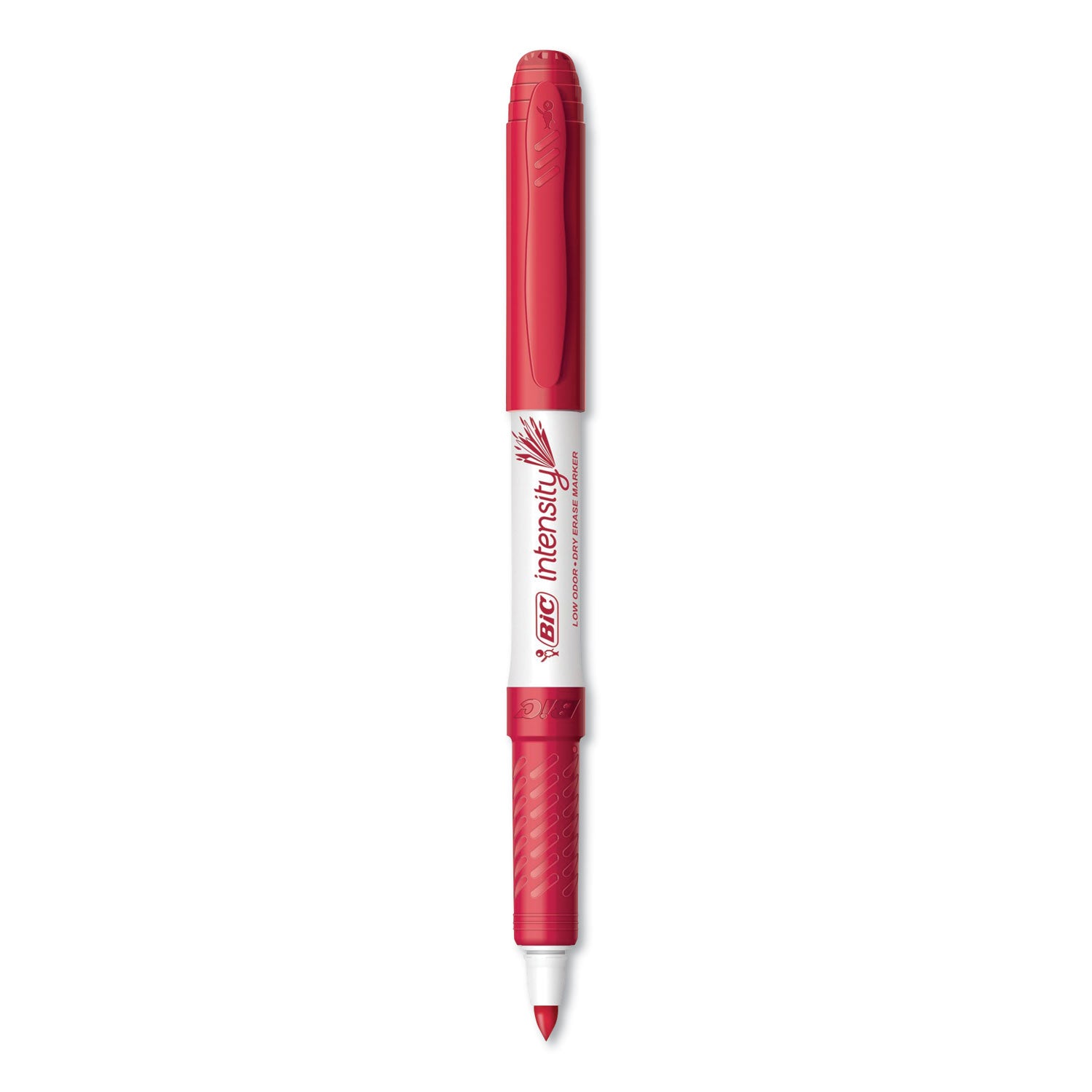 BIC® Intensity Low Odor Fine Point Dry Erase Marker, Fine Bullet Tip, Red, Dozen