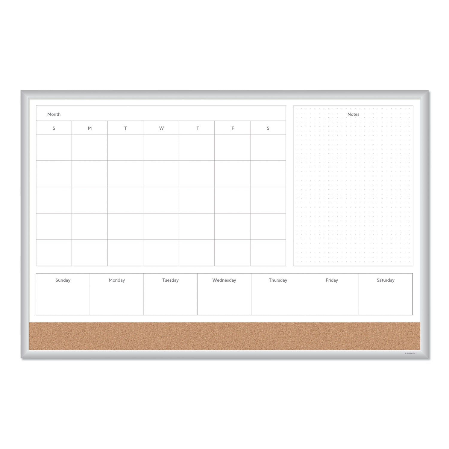 4N1 Magnetic Dry Erase Combo Board, 35 x 23, Tan/White Surface, Silver Aluminum Frame