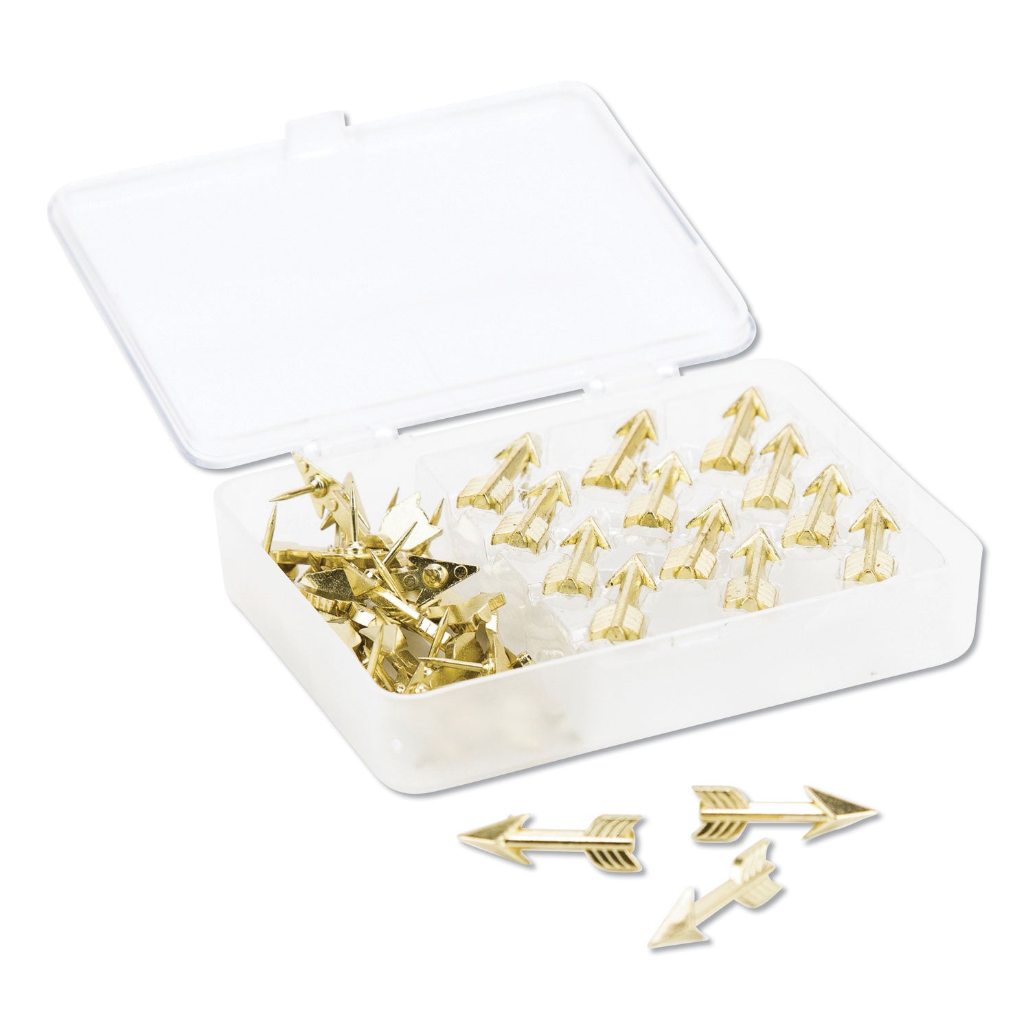 Fashion Push Pins, Steel, Gold, 0.38", 36/Pack