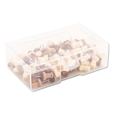 Fashion Push Pins, Wood, Assorted, 0.38", 100/Pack Flipcost Flipcost
