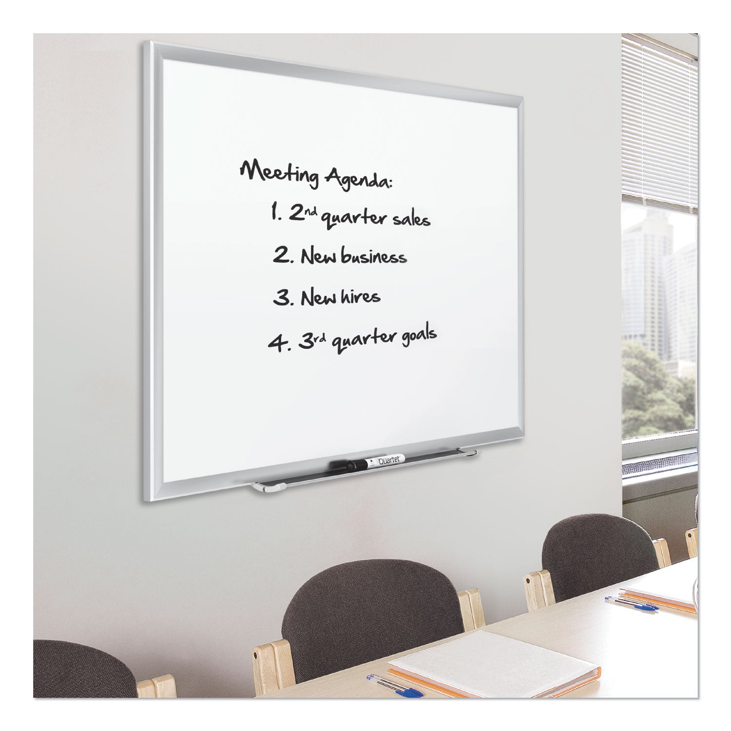 Quartet® Classic Series Porcelain Magnetic Dry Erase Board, 60 x 36, White Surface, Silver Aluminum Frame