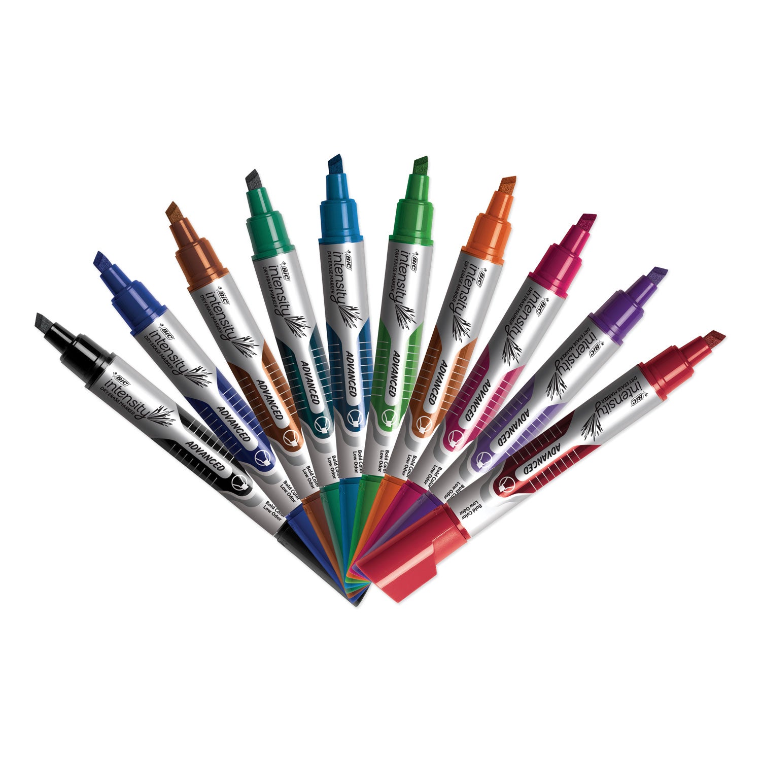 BIC® Intensity Advanced Dry Erase Marker, Tank-Style, Broad Chisel Tip, Assorted Colors, Dozen