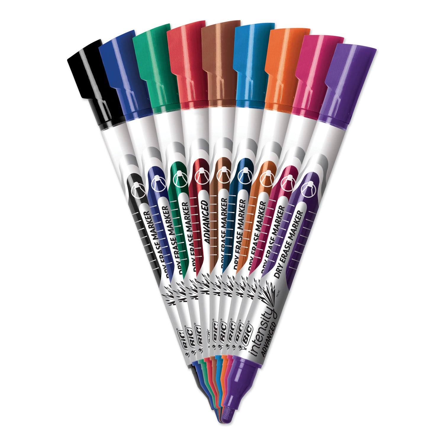 BIC® Intensity Advanced Dry Erase Marker, Pocket-Style, Medium Bullet Tip, Assorted Colors, Dozen