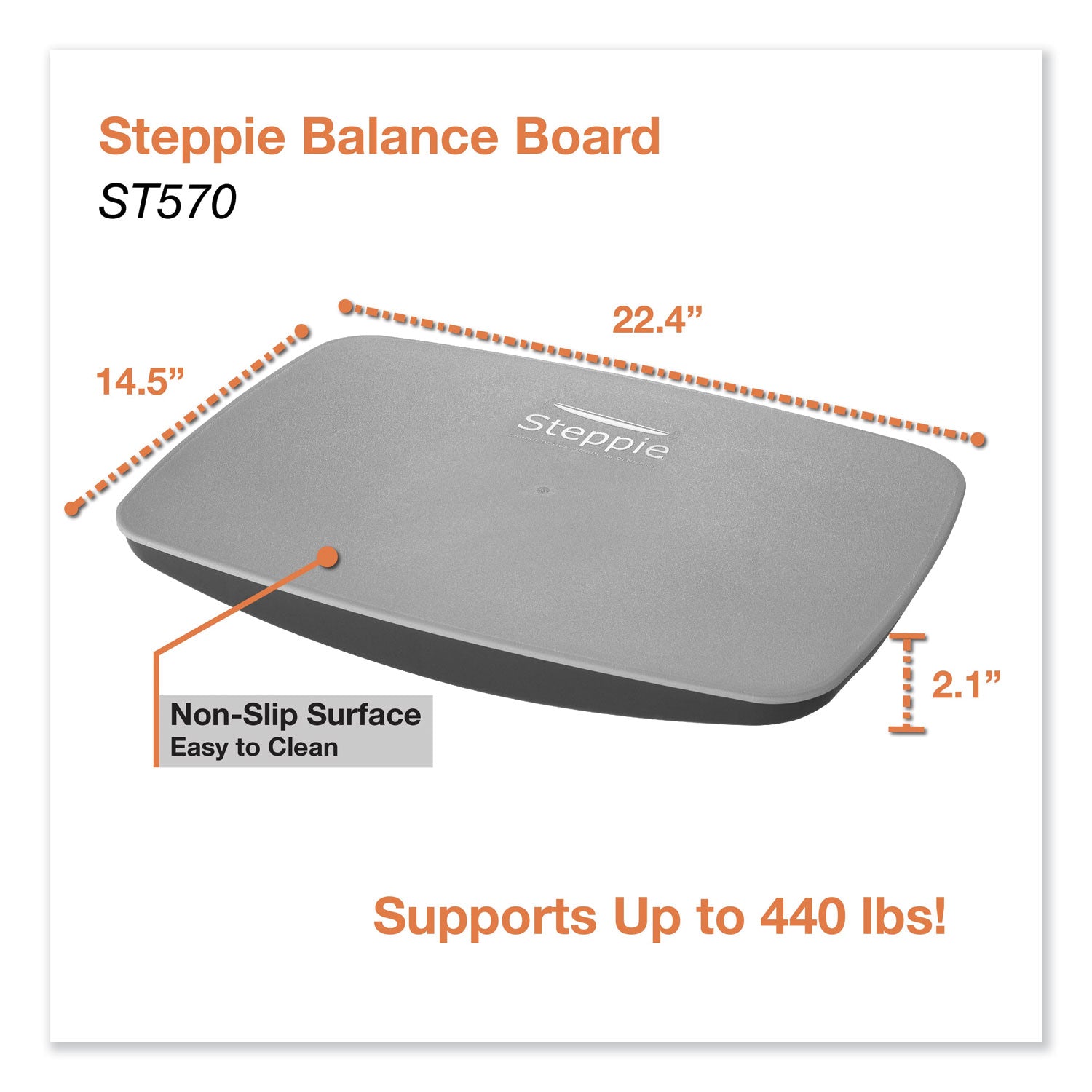 Victor® Steppie Balance Board, 22.5w x 14.5d x 2.13h, Two-Tone Gray