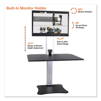 High Rise Electric Standing Desk Workstation, Single Monitor, 28" x 23" x 20.25", Black/Aluminum, Ships in 1-3 Business Days Flipcost Flipcost
