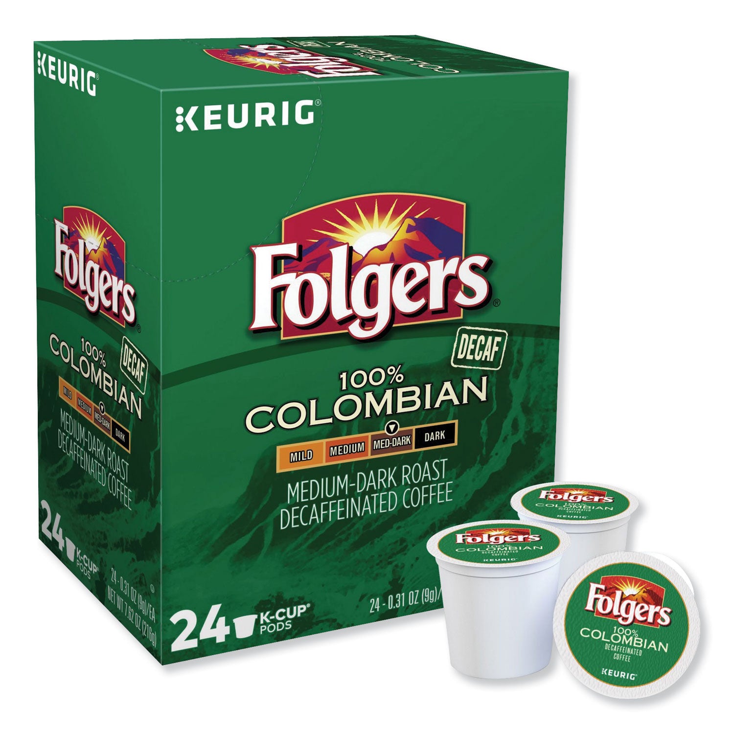 Folgers® 100% Colombian Decaf Coffee K-Cups, 24/Box