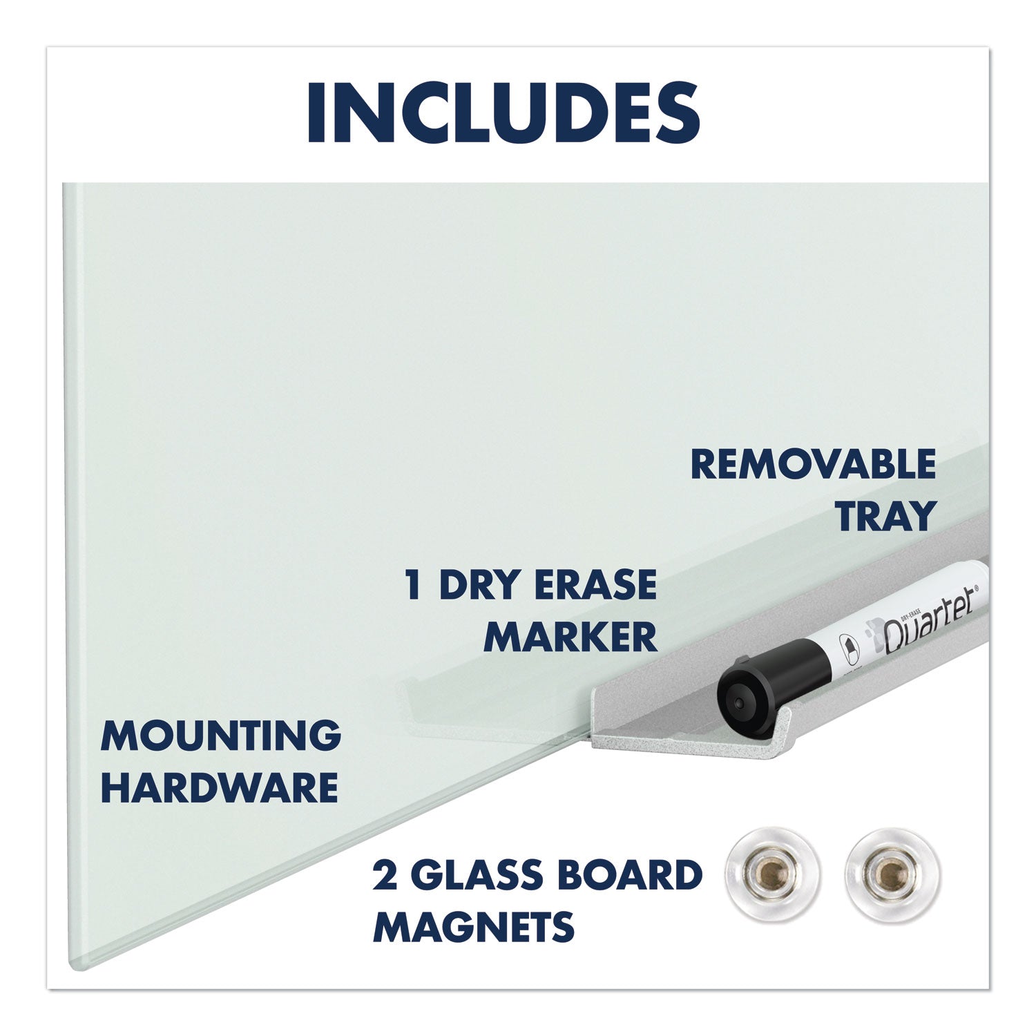 Quartet® InvisaMount Magnetic Glass Marker Board, 85 x 48, White Surface