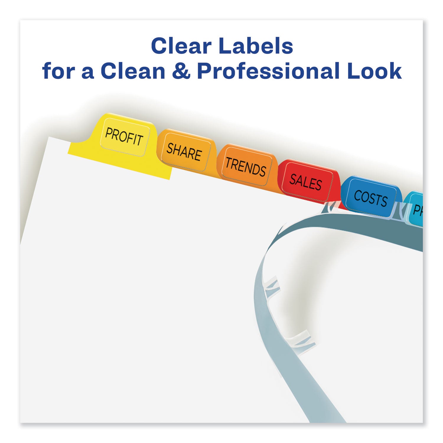 Avery® Print and Apply Index Maker Clear Label Dividers, 12-Tab, Color Tabs, 11 x 8.5, White, 5 Sets