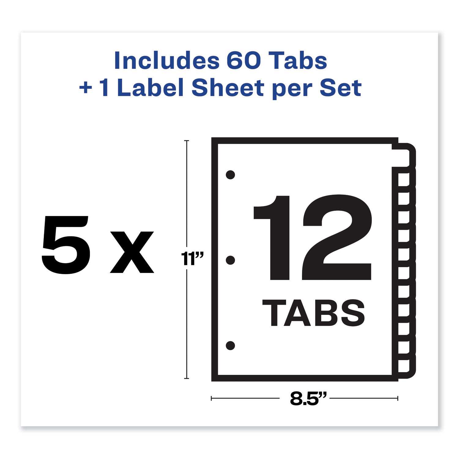 Avery® Print and Apply Index Maker Clear Label Dividers, 12-Tab, Color Tabs, 11 x 8.5, White, 5 Sets