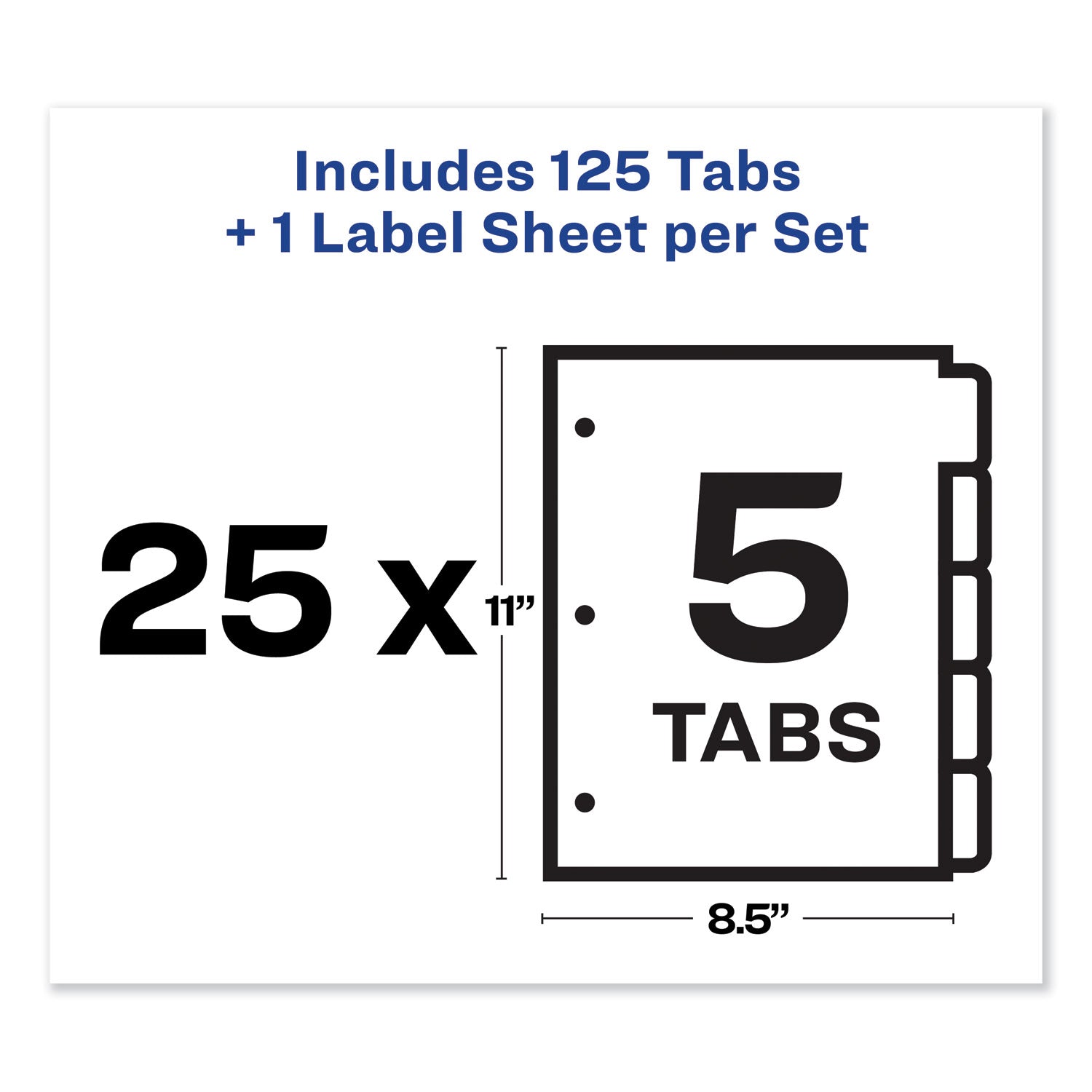 Avery® Print and Apply Index Maker Clear Label Dividers, 5-Tab, Color Tabs, 11 x 8.5, White, Traditional Color Tabs, 25 Sets