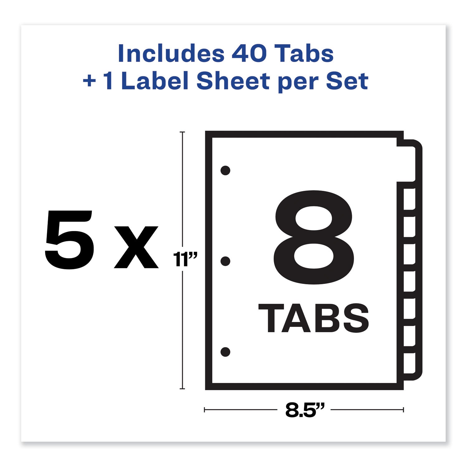 Avery® Print and Apply Index Maker Clear Label Dividers, 8-Tab, Color Tabs, 11 x 8.5, White, Traditional Color Tabs, 5 Sets