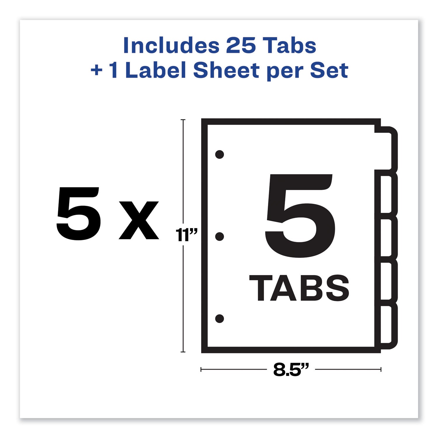 Avery® Print and Apply Index Maker Clear Label Dividers, 5-Tab, Color Tabs, 11 x 8.5, White, Traditional Color Tabs, 5 Sets