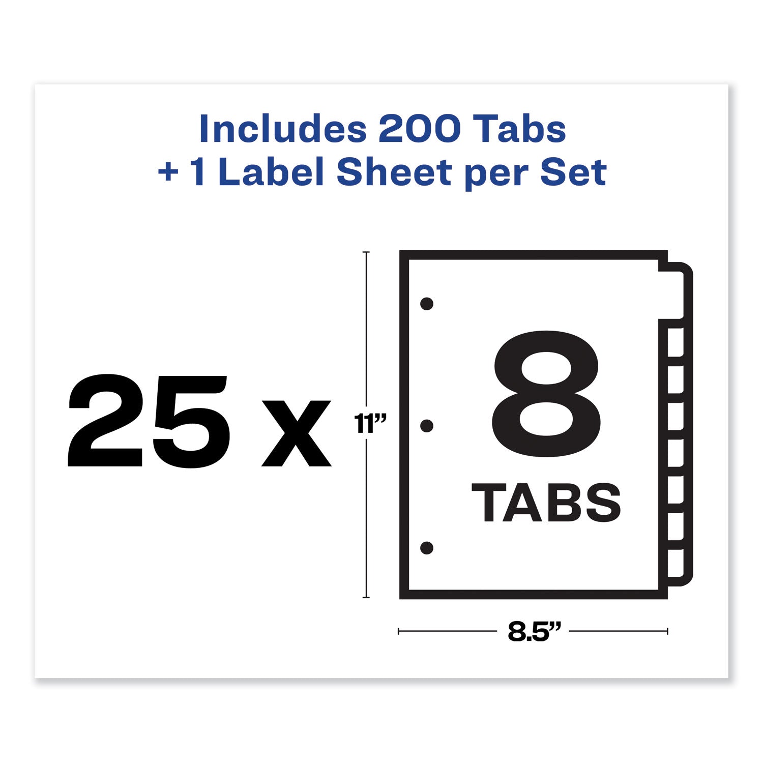 Avery® Print and Apply Index Maker Clear Label Dividers, 8-Tab, Color Tabs, 11 x 8.5, White, Traditional Color Tabs, 25 Sets