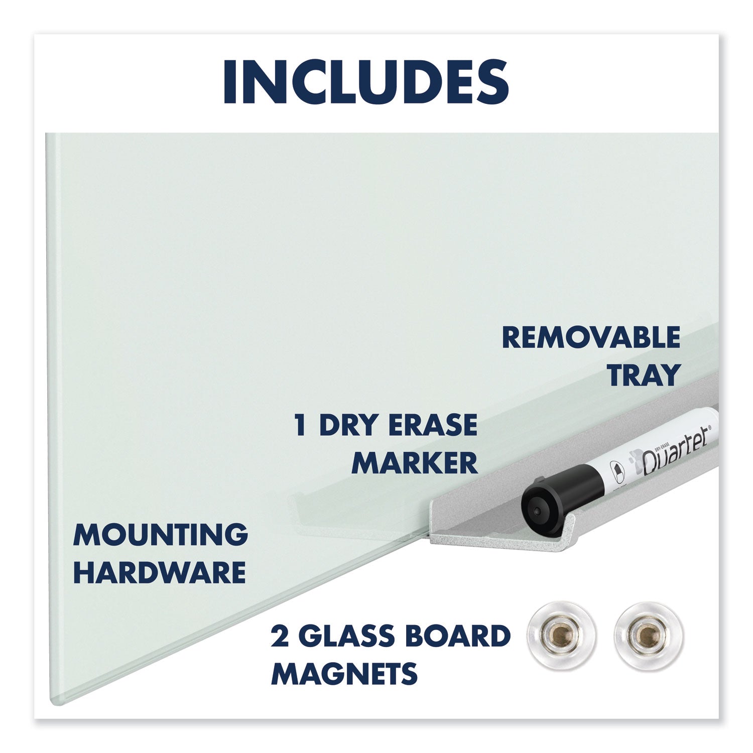 Quartet® InvisaMount Magnetic Glass Marker Board, 74 x 42, White Surface