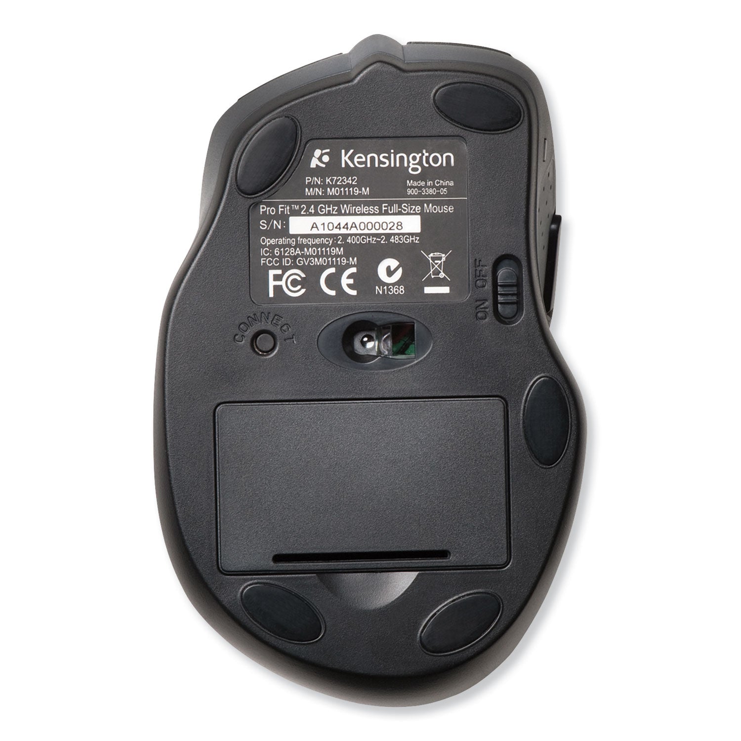 Kensington® Pro Fit Full-Size Wireless Mouse, 2.4 GHz Frequency/30 ft Wireless Range, Right Hand Use, Black