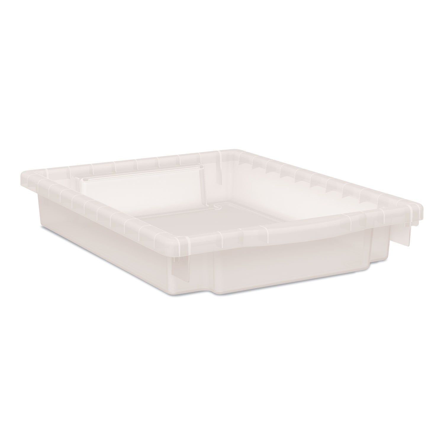 Flagship Storage Bins, 1 Section, 12.75" x 16" x 3", Translucent White