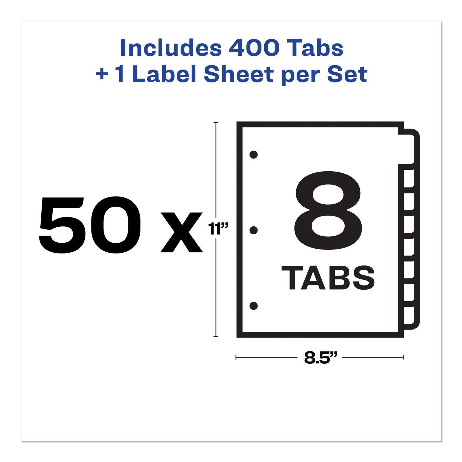 Avery® Print and Apply Index Maker Clear Label Dividers, 8-Tab, 11 x 8.5, White, 50 Sets