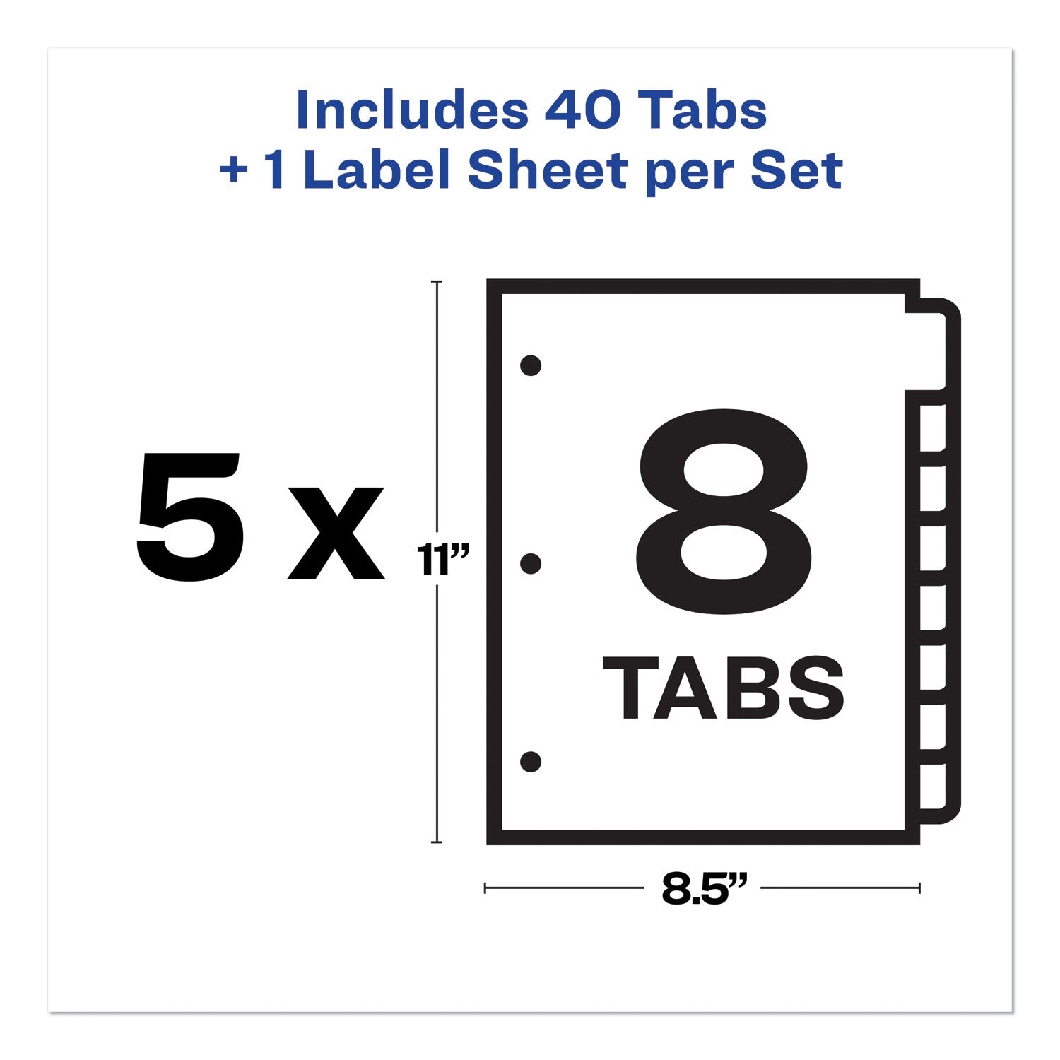 Avery® Print and Apply Index Maker Clear Label Dividers, 8-Tab, 11 x 8.5, White, 5 Sets