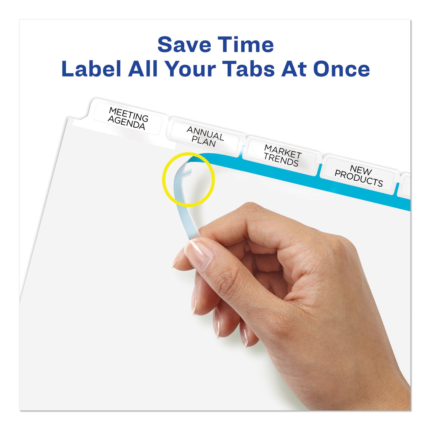 Avery® Print and Apply Index Maker Clear Label Dividers, Big Tab, 5-Tab, White Tabs, 11 x 8.5, White, 1 Set