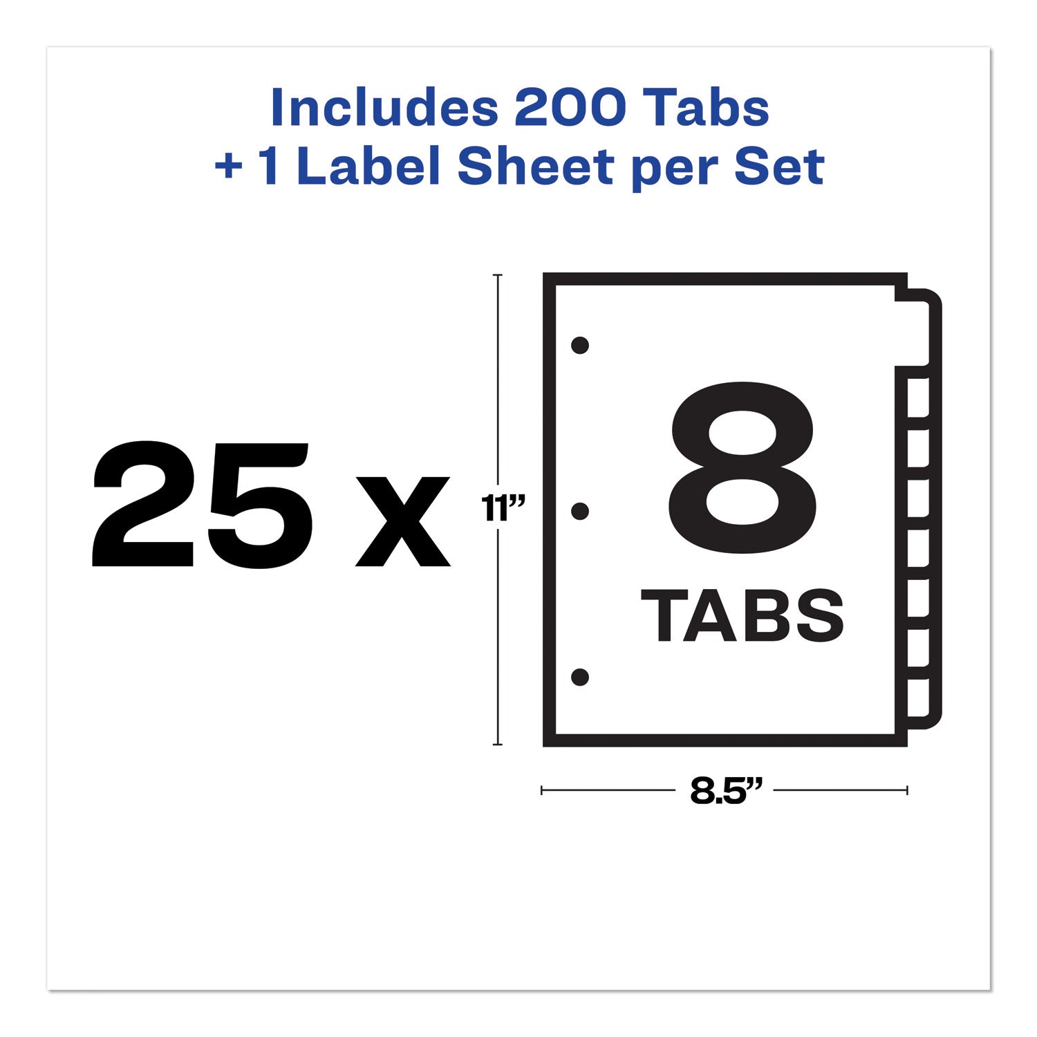 Avery® Print and Apply Index Maker Clear Label Dividers, 8-Tab, 11 x 8.5, White, 25 Sets