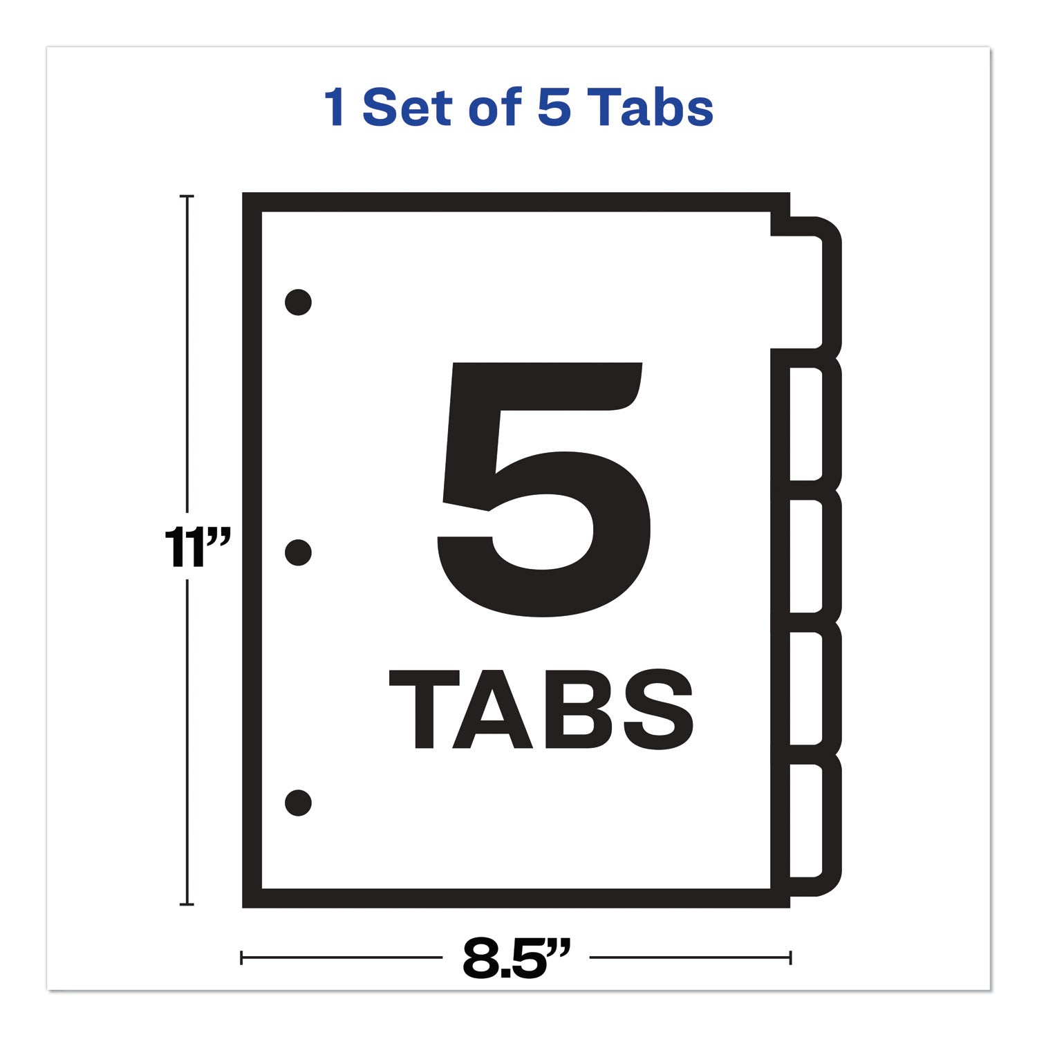 Avery® Print and Apply Index Maker Clear Label Dividers, Big Tab, 5-Tab, White Tabs, 11 x 8.5, White, 1 Set