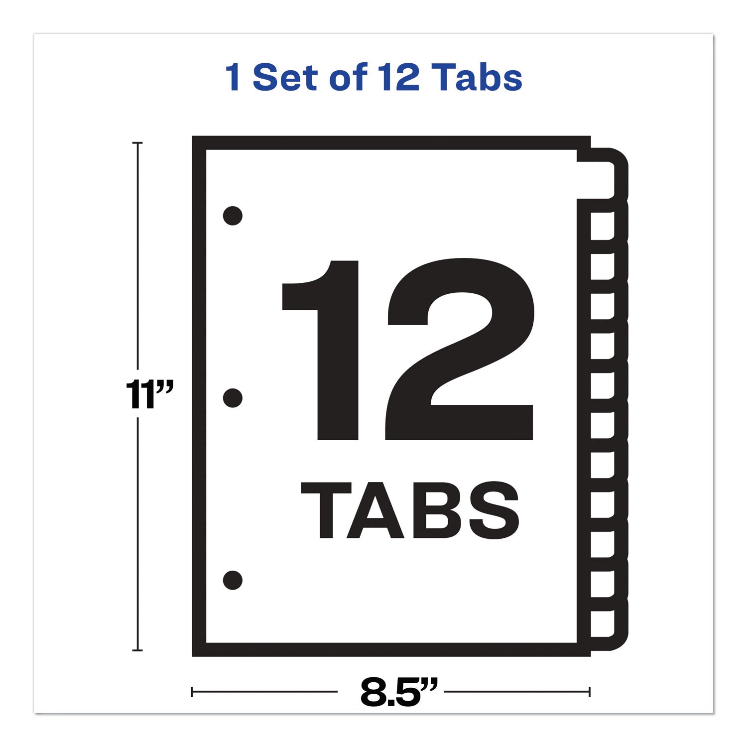 Avery® Print and Apply Index Maker Clear Label Dividers, 12-Tab, White Tabs, 11 x 8.5, White, 1 Set