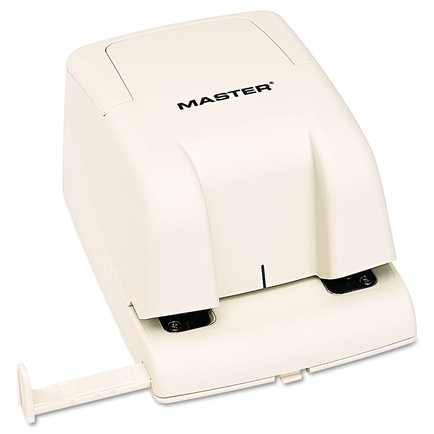 Master® 12-Sheet EP210 Electric/Battery-Operated Two-Hole Punch, 1/4" Holes, Beige