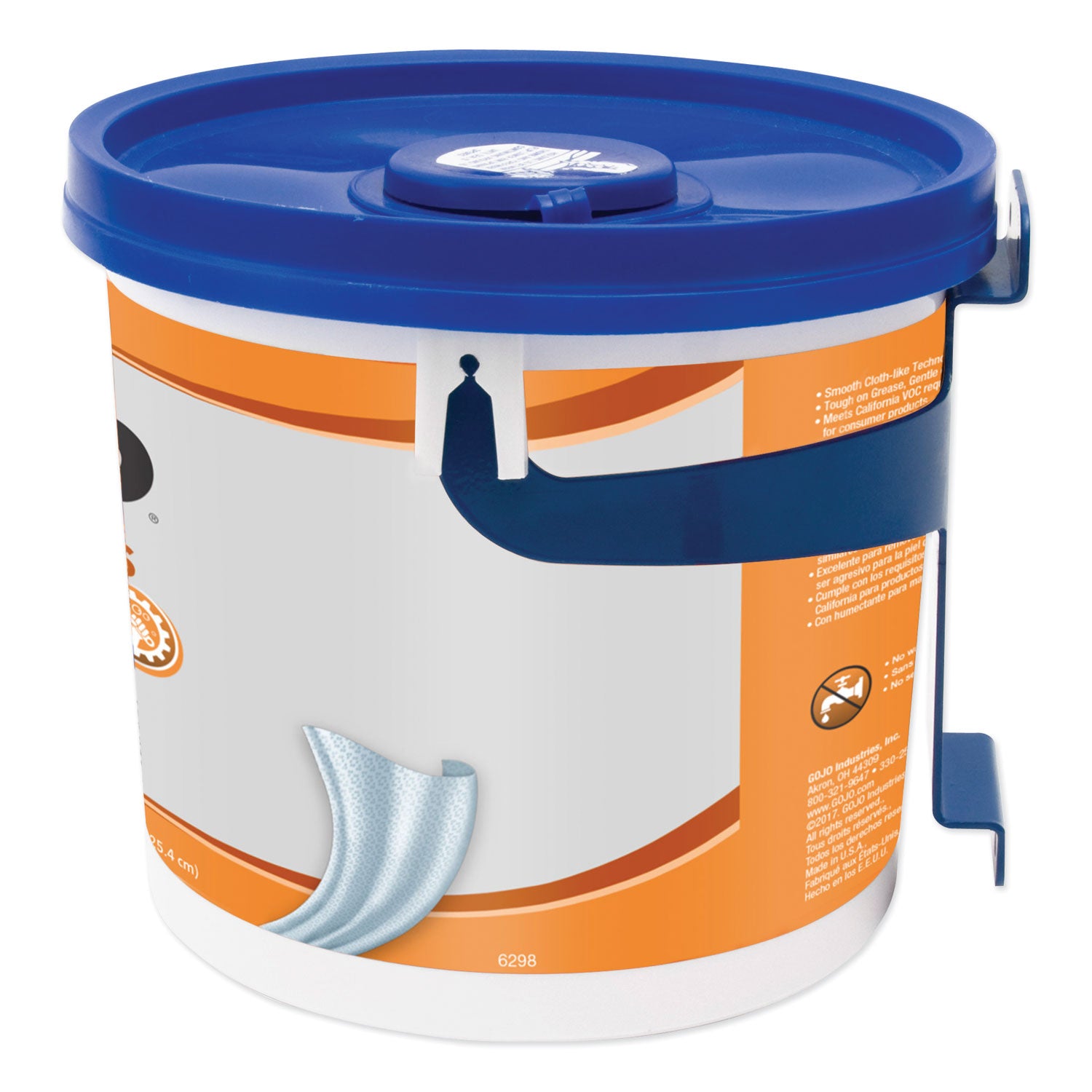 GOJO® FAST TOWELS Hand Cleaning Towels, 7.75 x 11, Fresh Citrus, Blue, 130/Bucket, 4 Buckets/Carton