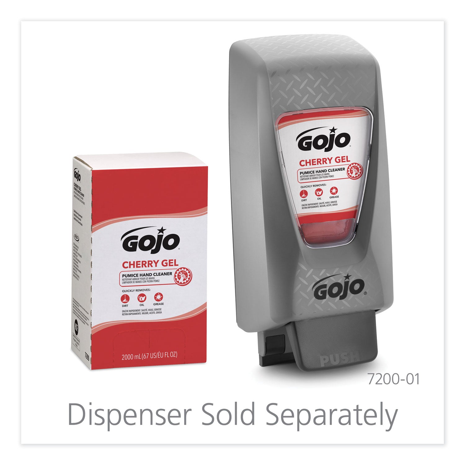 GOJO® Cherry Gel Pumice Hand Cleaner, Cherry Scent, 2,000 ml Refill, 4/Carton