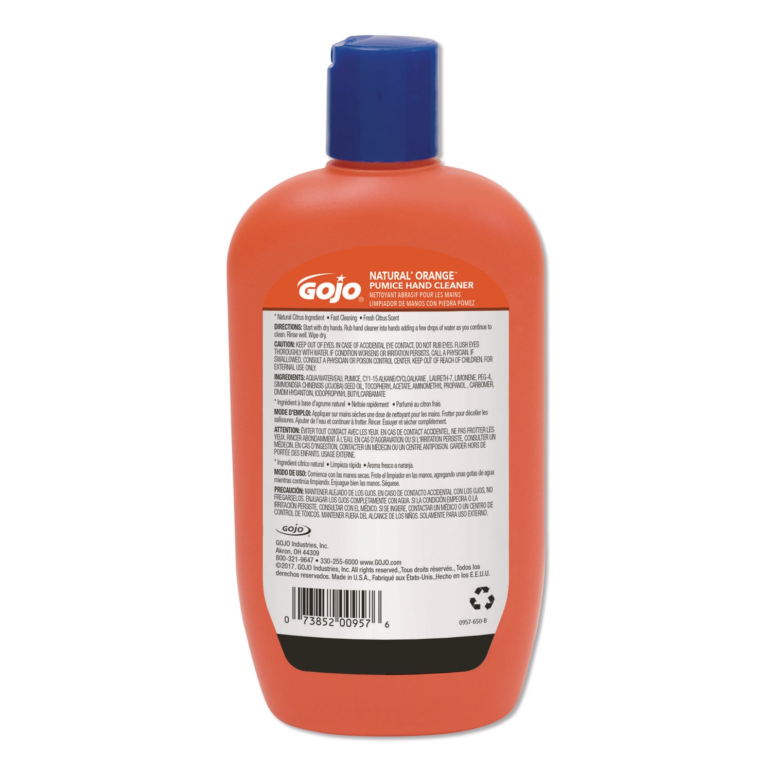 GOJO® NATURAL ORANGE Pumice Hand Cleaner, Citrus, 14 oz Bottle, 12/Carton