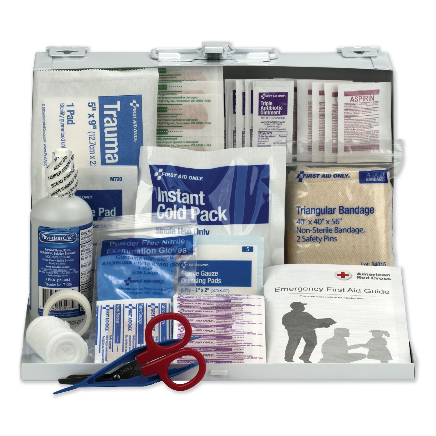 First Aid Only™ First Aid Kit for 25 People, 104 Pieces, OSHA Compliant, Metal Case