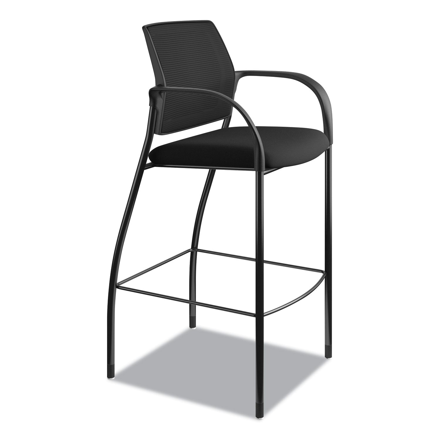 HON® Ignition 2.0 Ilira-Stretch Mesh Back Cafe Height Stool, Supports Up to 300 lb, 31" High Seat, Black Seat/Back, Black Base