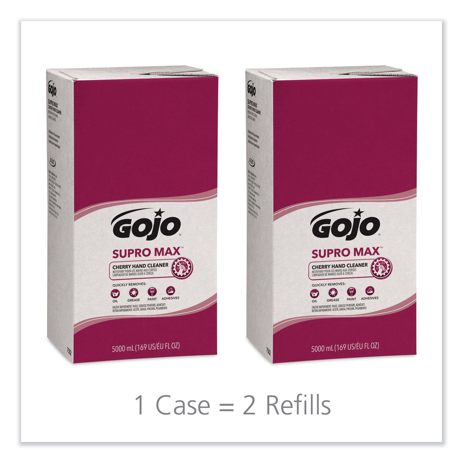 GOJO® SUPRO MAX Hand Cleaner, Cherry, 5,000 mL Refill, 2/Carton