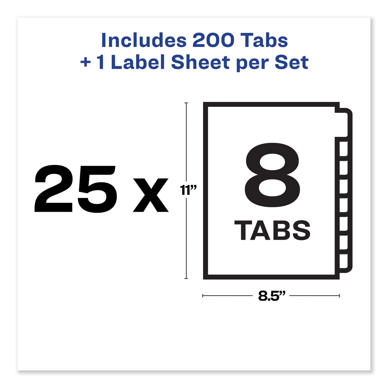 Avery® Print and Apply Index Maker Clear Label Unpunched Dividers, 8-Tab, 11 x 8.5, White, White Tabs, 25 Sets