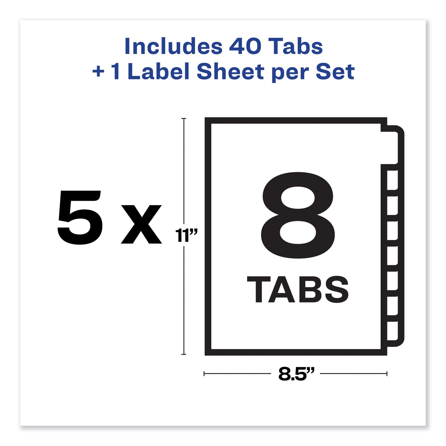 Avery® Print and Apply Index Maker Clear Label Unpunched Dividers, 8-Tab, 11 x 8.5, White, 5 Sets