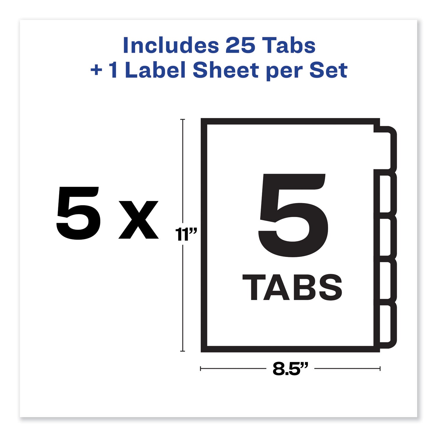 Avery® Print and Apply Index Maker Clear Label Unpunched Dividers, 5-Tab, 11 x 8.5, White, 5 Sets