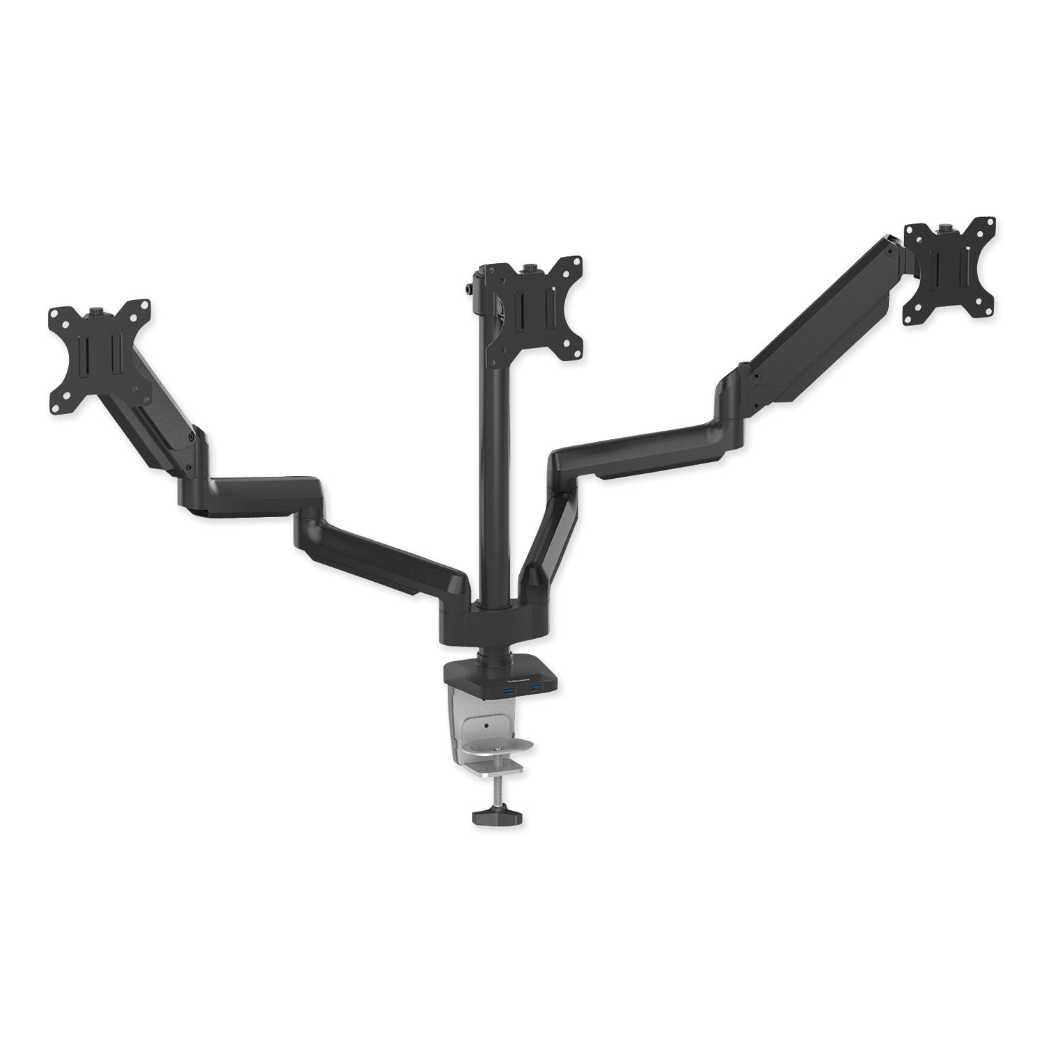 Fellowes® Platinum Series Triple Monitor Arm for 27" Monitors, 360 deg Rotation, +85/-20 deg Tilt, 360 deg Pan, Black, Supports 20 lb