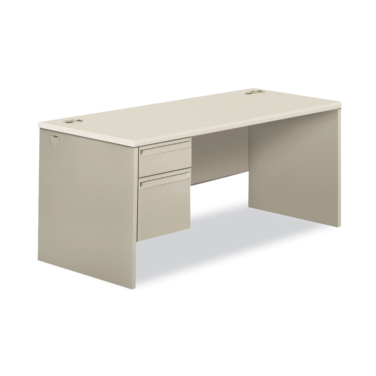 38000 Series Left Pedestal Desk, 66" x 30" x 30", Light Gray/Silver