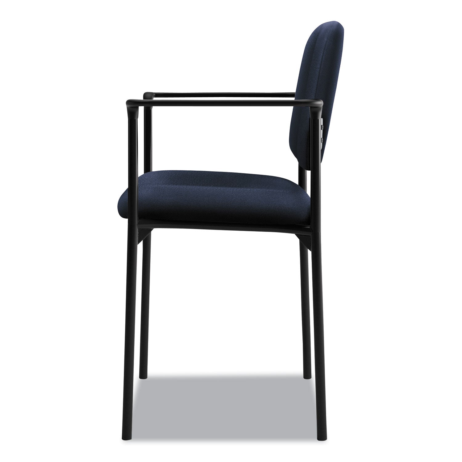 HON® VL616 Stacking Guest Chair with Arms, Fabric Upholstery, 23.25" x 21" x 32.75", Navy Seat, Navy Back, Black Base