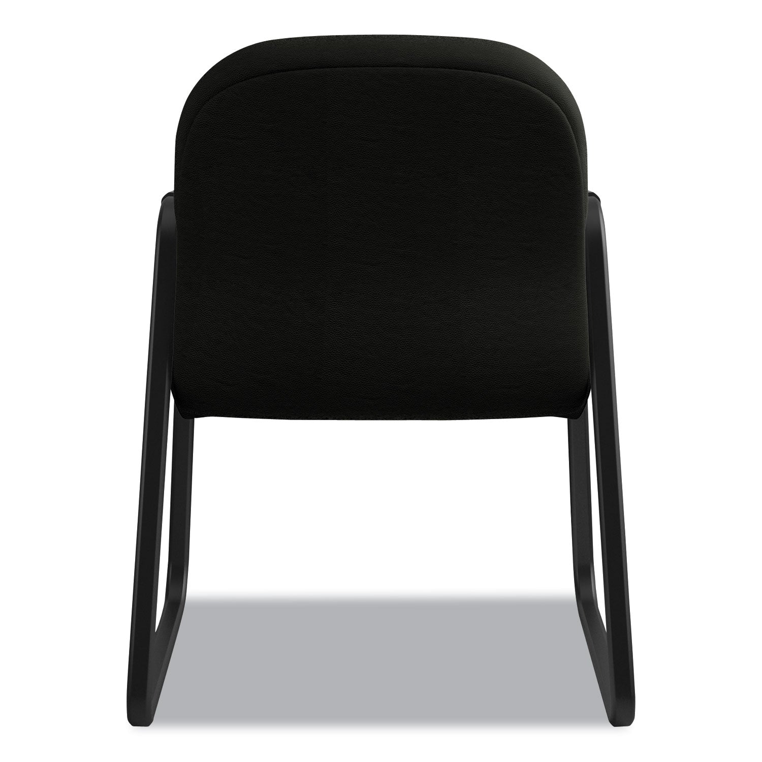 HON® Pillow-Soft 2090 Series Guest Arm Chair, Leather Upholstery, 31.25" x 35.75" x 36", Black Seat, Black Back, Black Base