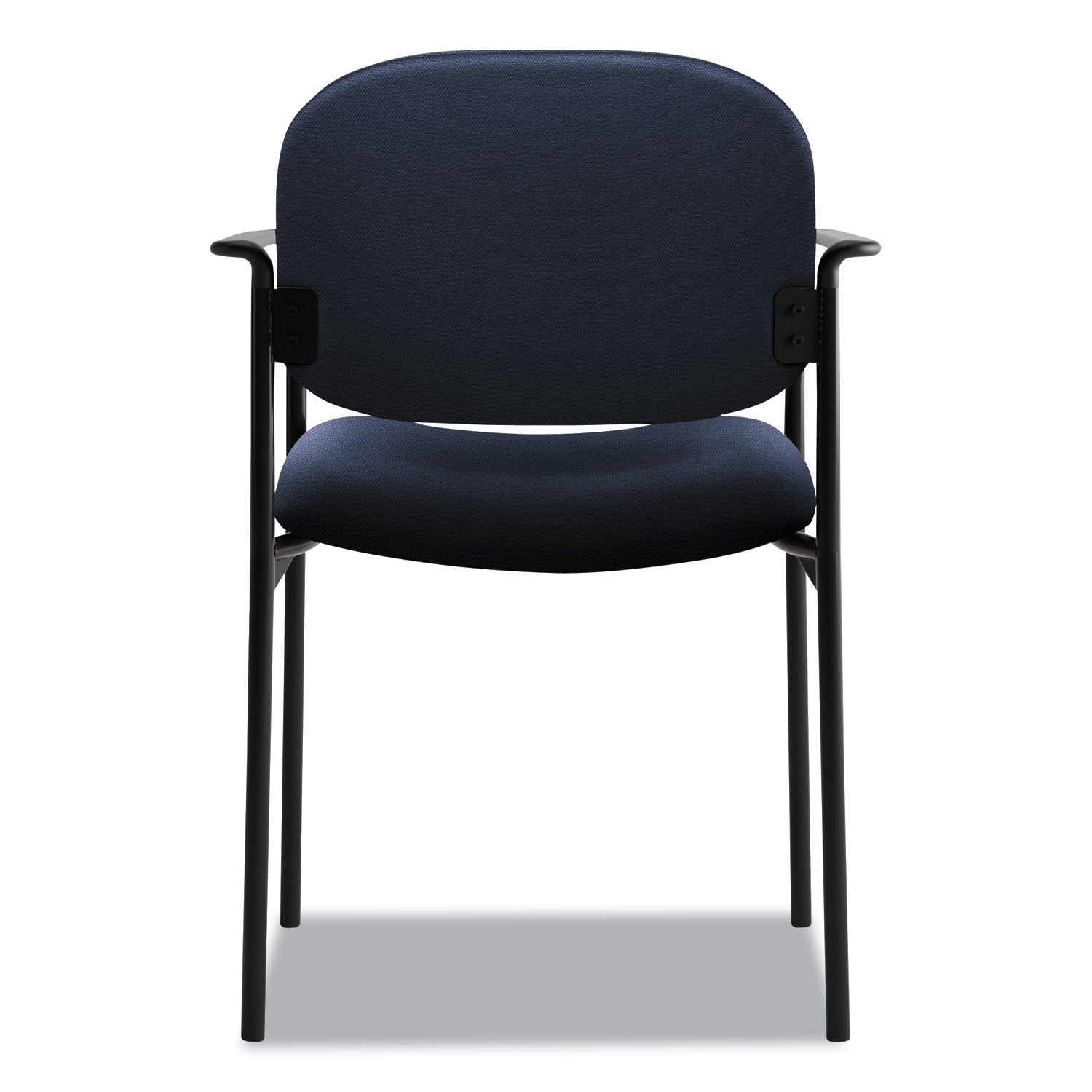 HON® VL616 Stacking Guest Chair with Arms, Fabric Upholstery, 23.25" x 21" x 32.75", Navy Seat, Navy Back, Black Base