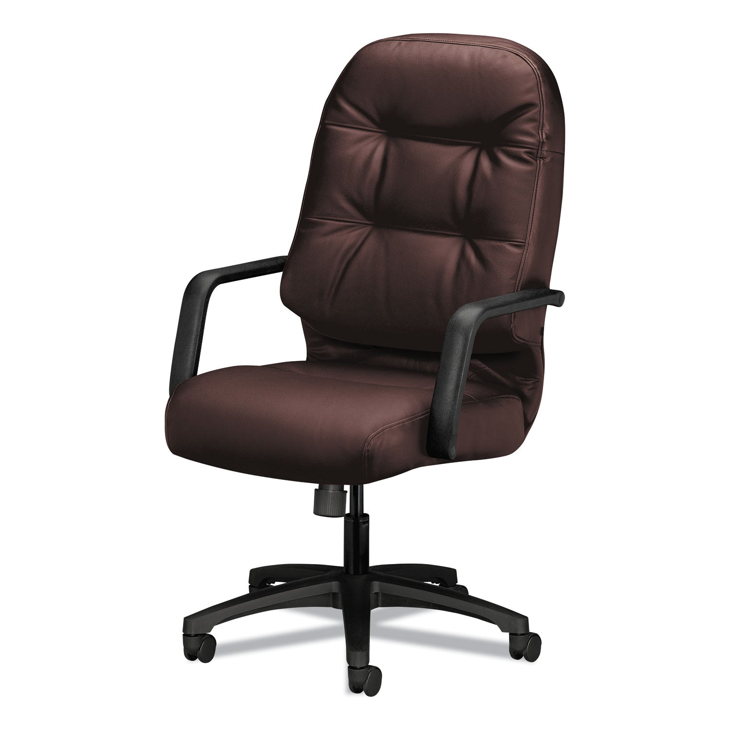 HON® Pillow-Soft 2090 Series Executive High-Back Swivel/Tilt Chair, Supports 300 lb, 16.75" to 21.25" Seat, Burgundy, Black Base